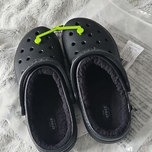 CROCS Black Lined Classic Clogs Slippers